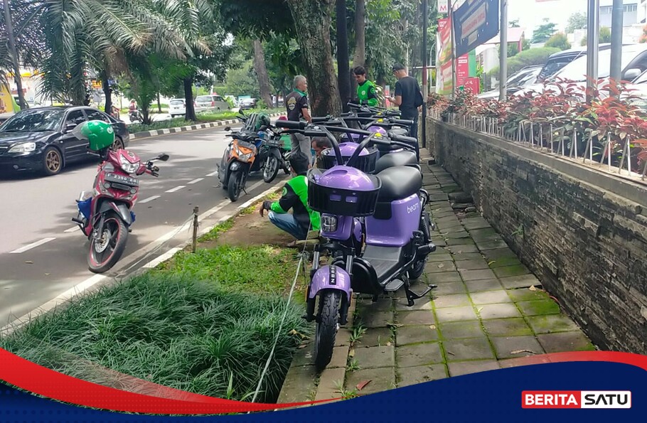 Sepeda Ungu Tua Diparkir Di Hutan Dengan Pepohonan Tanaman Merambat Dan ...